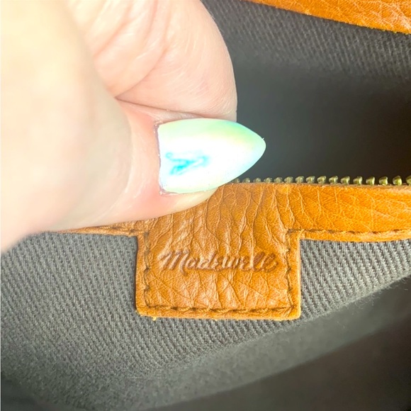 Madewell The Zip-Top Transport Tote with Crossbody strap-Brown Leathe Bag - Picture 8 of 10